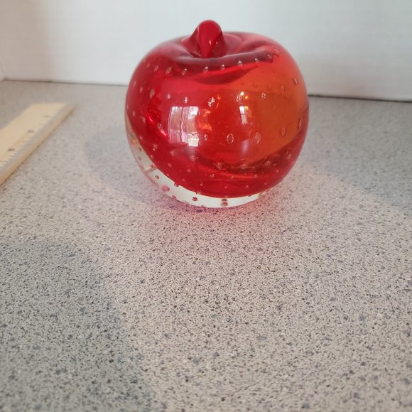 Vintage Rossini Art Glass Apple Paperweight - Picture 5 of 9
